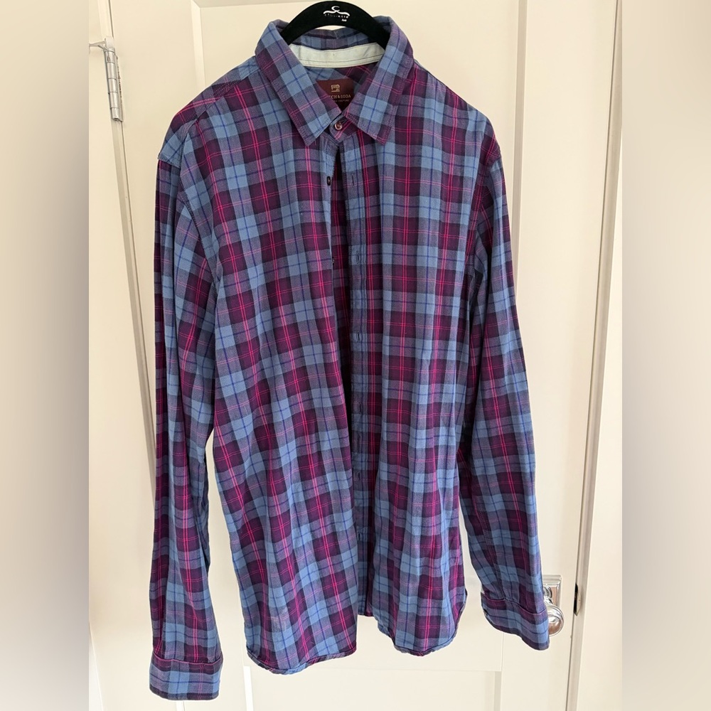 Scotch & Soda Plaid Flannel Button-Down Shirt Size XL